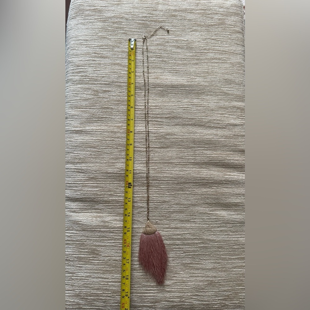 Noonday Long Tassel Pendant Necklace Gold And Pink - Picture 4 of 4